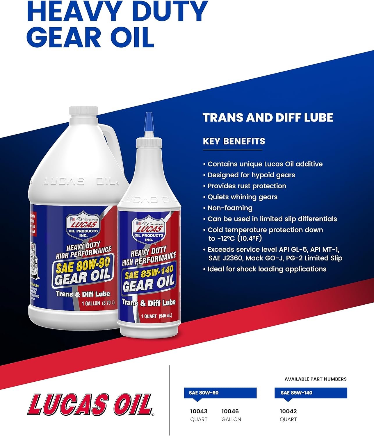 Lucas Oil 10042 Heavy Duty Gear Oil SAE 85W-140 – API GL-5 Rated Formula for Differentials, Final Drives & Manual Transmissions - Image 4