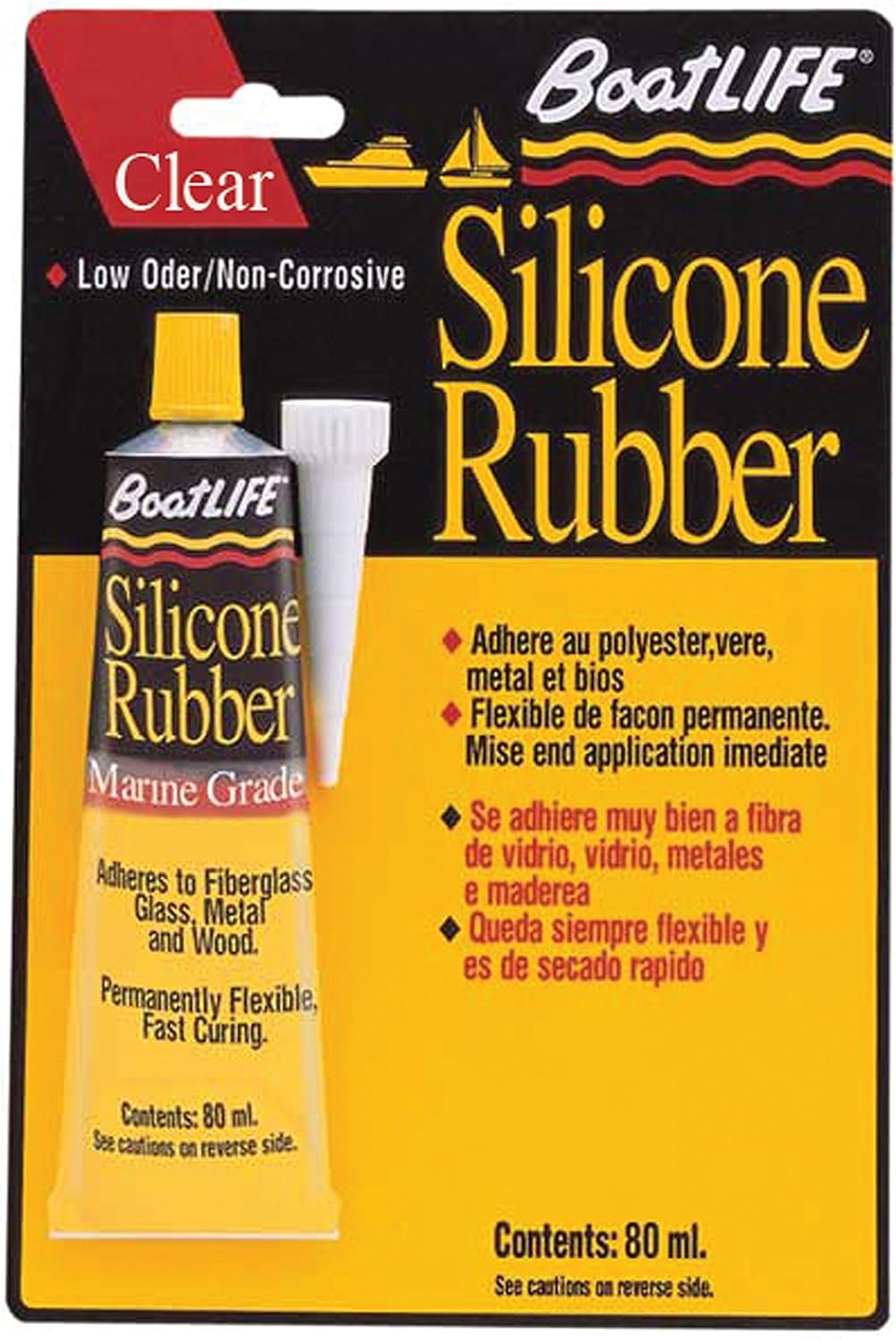 Life Industries 1140 Marine Silicone Sealant – 2.8 fl oz Clear Waterproof Silicone Tube for Marine Repairs and Hardware Installation