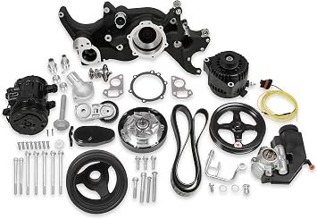 Holley 201-85BK Mid-Mount Accessory Drive System – Black Finish – GM LS Engine Front Drive Kit
