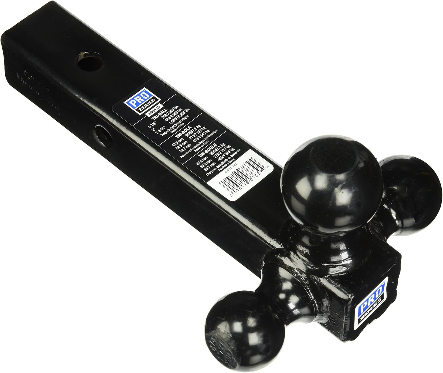 Pro Series 80425 Tri-Ball Hitch – Hollow Shank, Black Finish, Multiple Ball Sizes for Versatile Towing