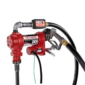 Fill-Rite FR4219H 12V DC High Flow Fuel Transfer Pump – 20 GPM Cast Iron System with In-Line Meter and Hose Package