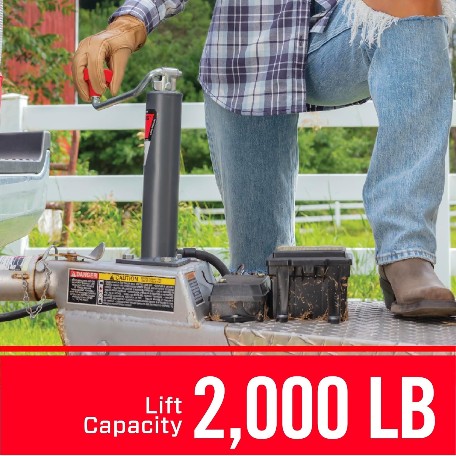Bulldog 155100 A-Frame Trailer Jack – 2,000 lb Lift Capacity, 15 in Travel, Topwind Handle, Disc Foot Included - Image 4