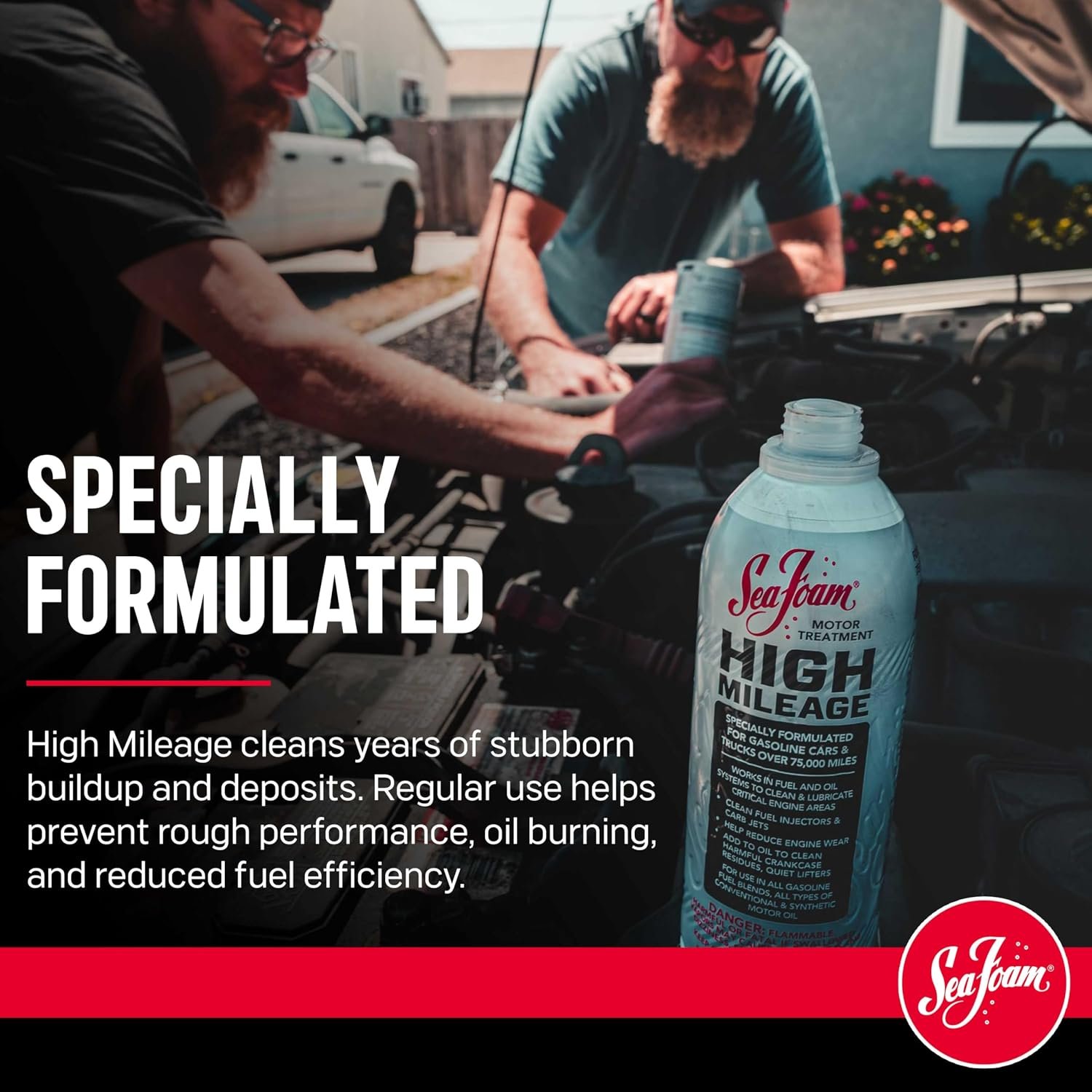 Sea Foam HM16 High Mileage Motor Treatment – 16oz Fuel and Crankcase Cleaner for Gasoline Engines Over 75,000 Miles - Image 2
