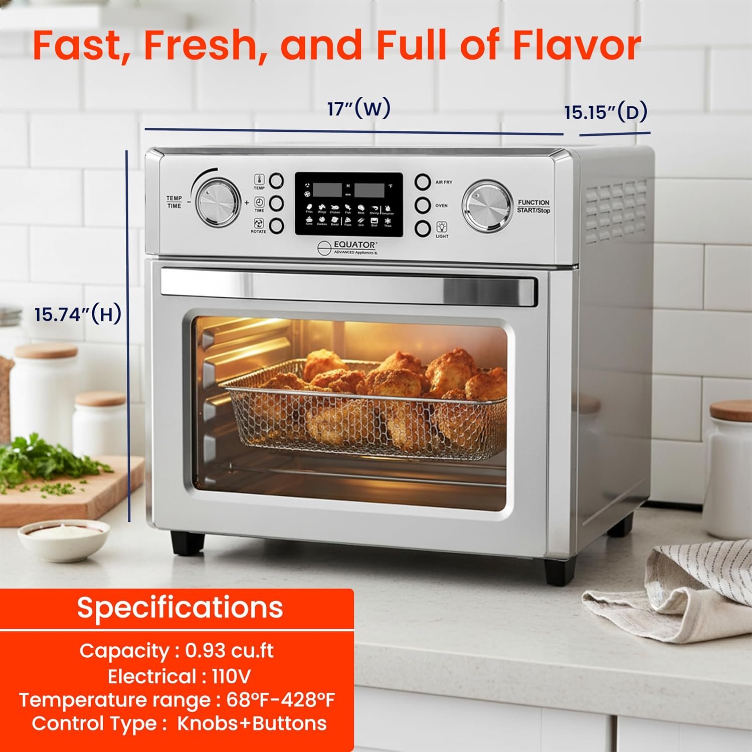 Pinnacle AF500STAIN Air Fryer Oven – 26L 5-in-1 Countertop Cooker with Air Fry, Roast, Bake and Dehydrate Functions - Image 6