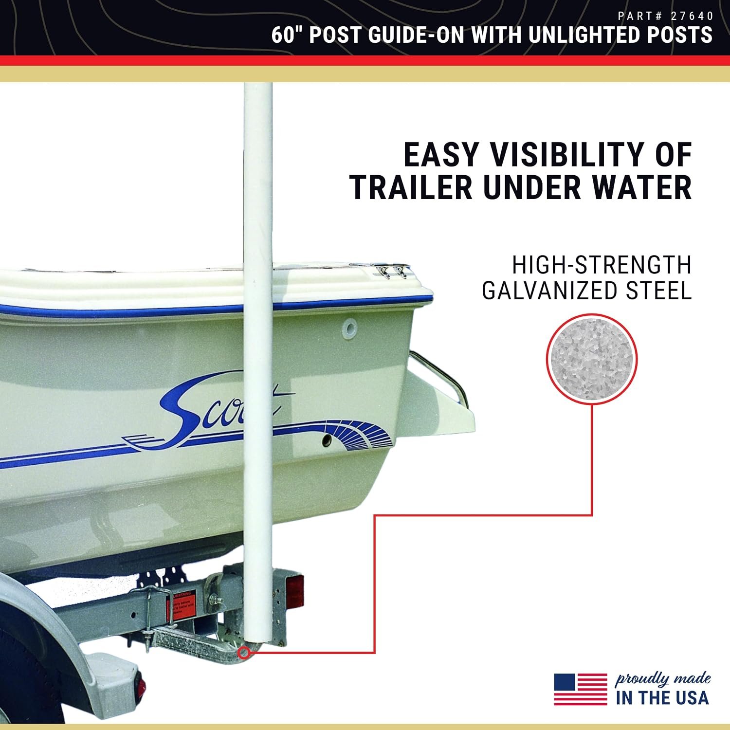 C.E. Smith 27640 60in Post Guide-On Kit – Pre-Galvanized Steel Trailer Guides with 2-3/8in PVC Posts - Image 2