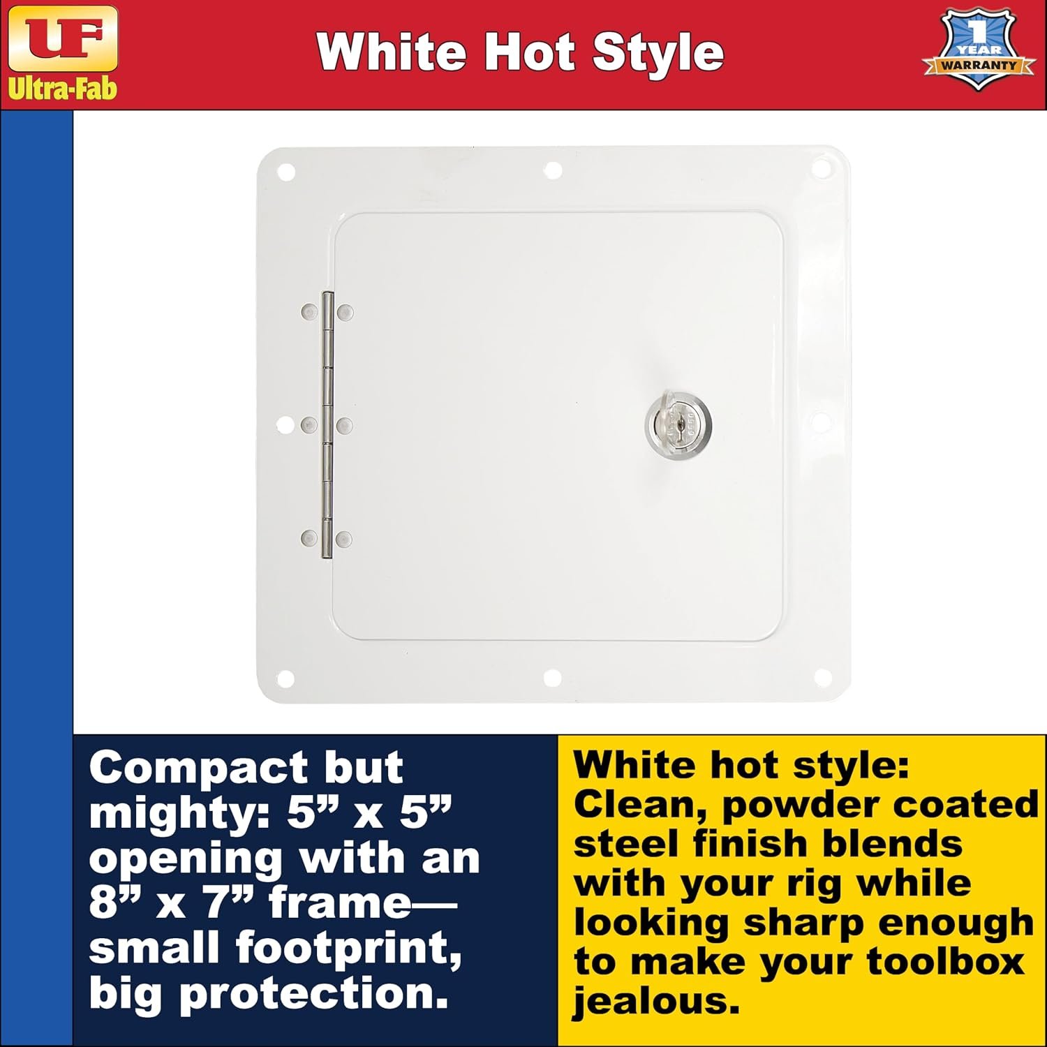 Ultra-Fab 48979009 Universal Access Door – White Locking Cargo Access Door with 5in x 5in Opening and 8in x 7in Frame - Image 3