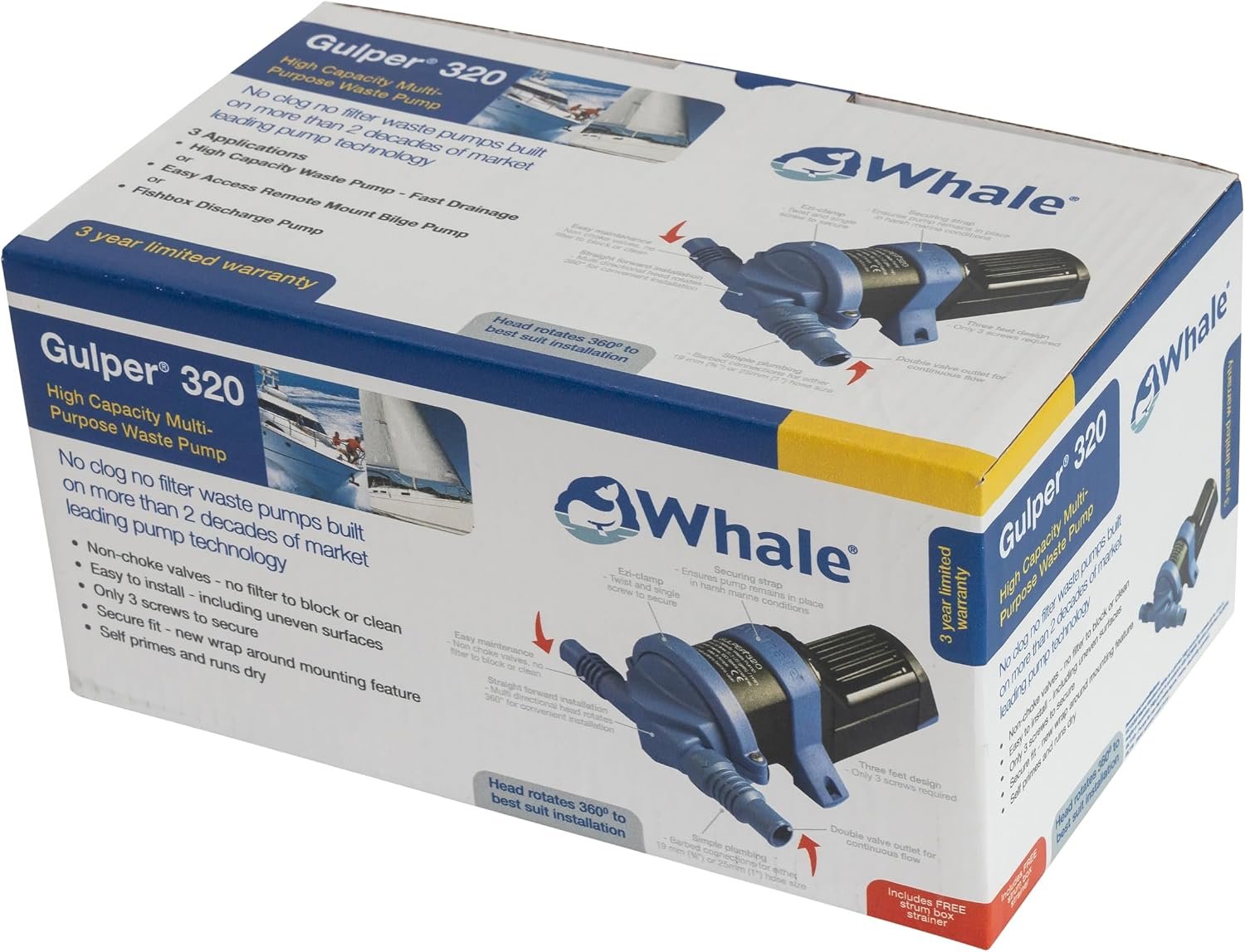 Whale BP2052 Gulper 320 Waste Pump – 12V Self-Priming Marine Grey Water Pump with Maintenance-Free Operation - Image 5