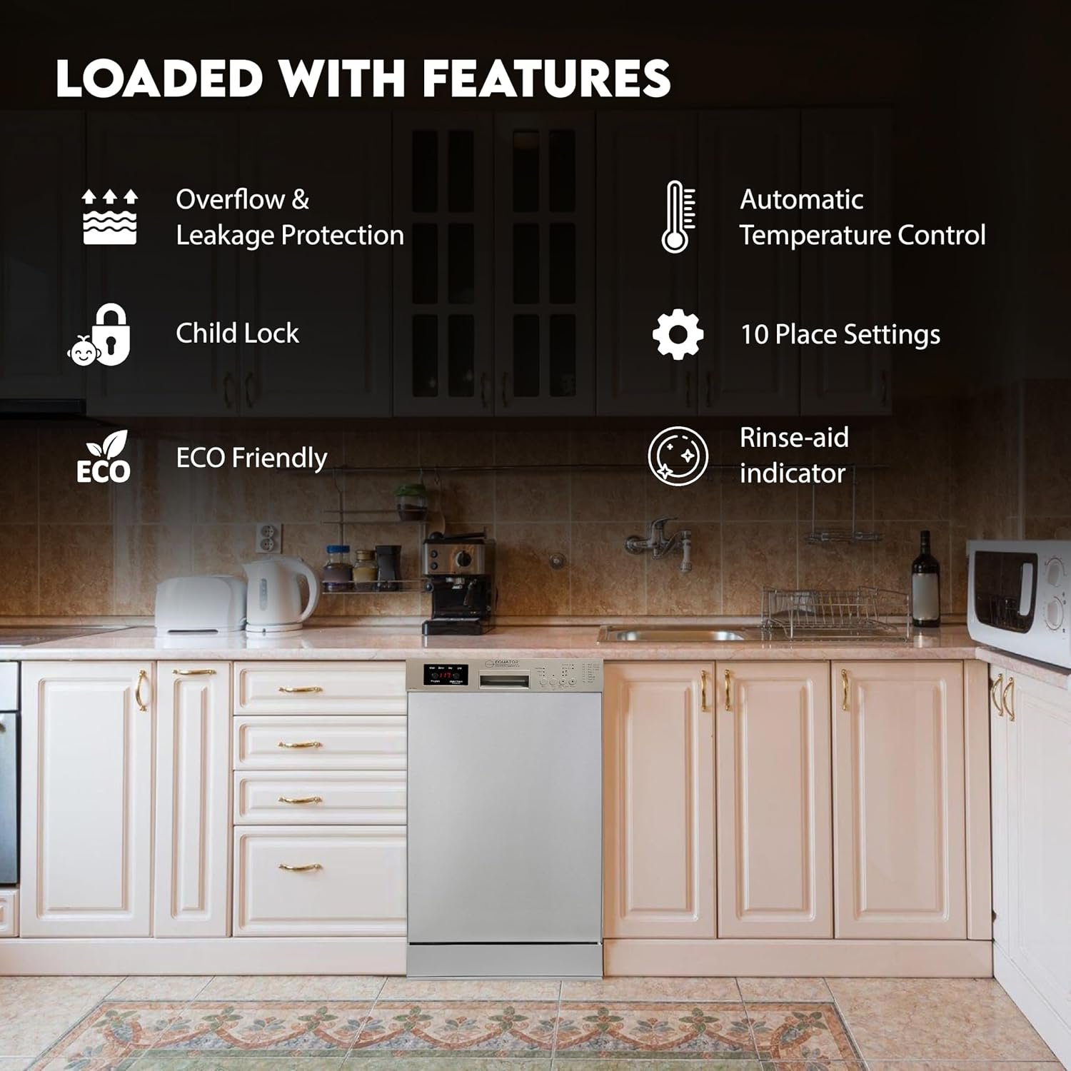 Pinnacle SB1840 18-Inch Built-In Dishwasher – 10 Place Settings, 8 Wash Cycles, Silver Finish, 150°F Sanitize - Image 6