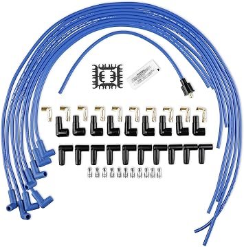 ACCEL 4039B 8mm Copper Core Spark Plug Wire Set – Blue Performance Wires with 90-Degree Boots