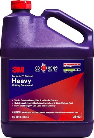 3M 36103 Perfect-It Gelcoat Heavy Cutting Compound – Marine Oxidation Removal Compound, 1 Gallon