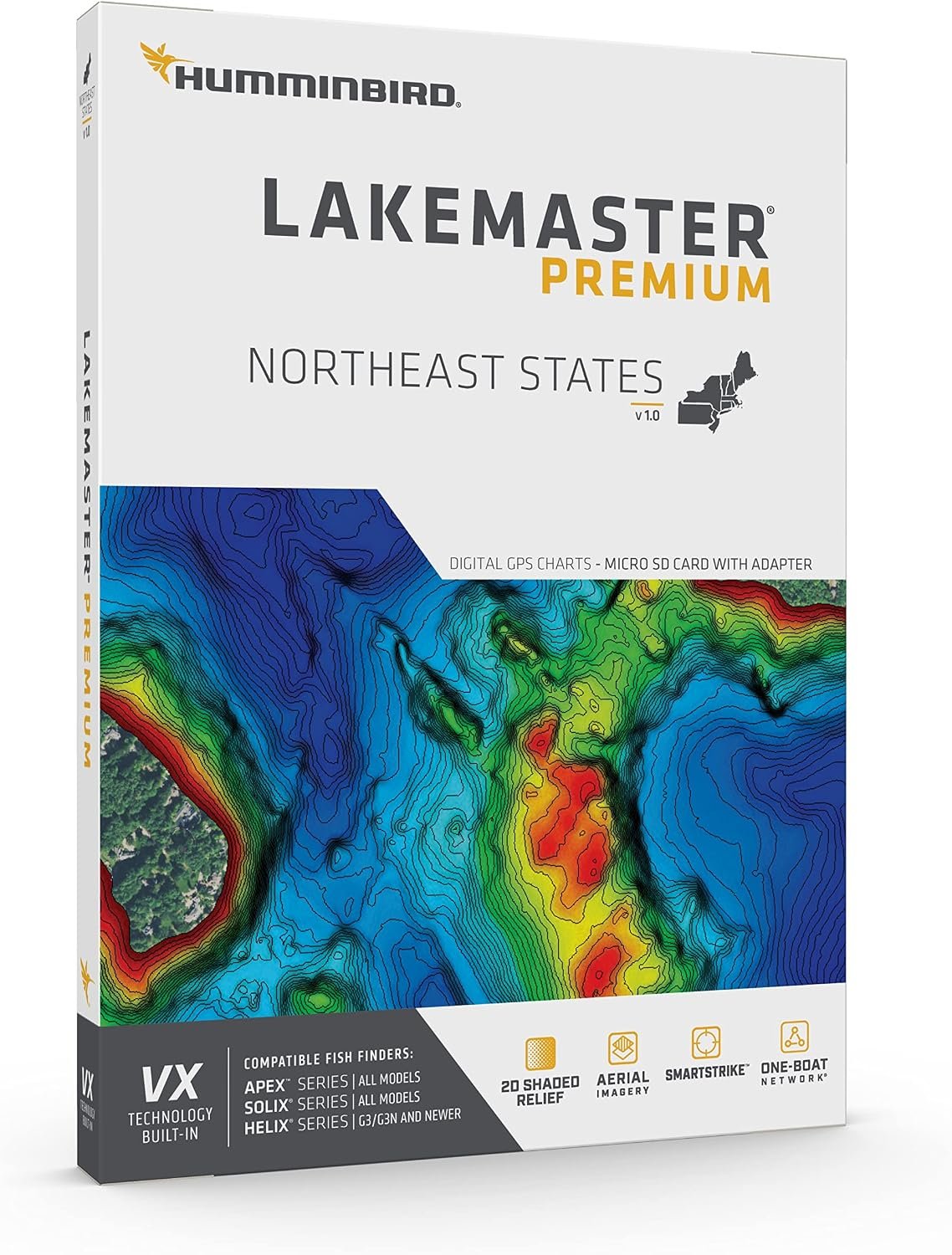 Humminbird LakeMaster VX Premium Northeast 602007-1 Digital Chart – microSD Mapping with Aerial Imagery & SmartStrike - Image 2