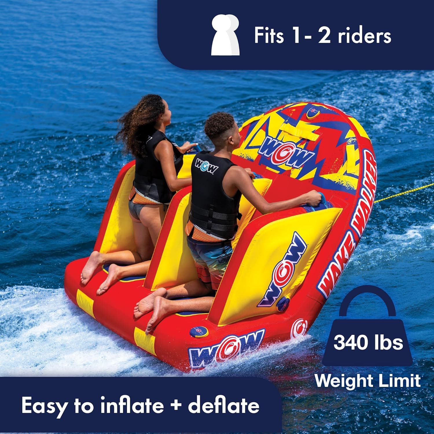 WOW Sports 23WTO4770 Wake Walker 2 Person Towable – Secure Cockpit Seating with Reinforced Tow System - Image 2