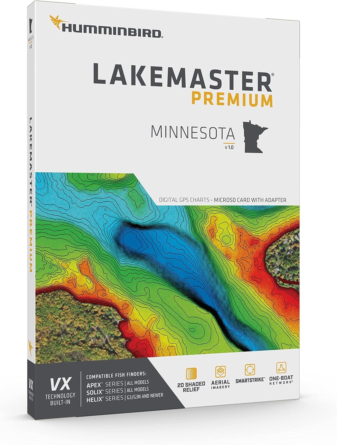 Humminbird 602006-1 LakeMaster VX Premium Minnesota Mapping Card – SmartStrike, Aerial Imagery & 2D Shaded Relief - Image 2