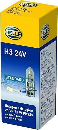 HELLA H324V100W H3 Halogen Bulb – 24V 100W PK22s T3.25 Replacement Lamp for Commercial and Heavy-Duty Vehicles