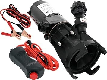 Rule 18555000A Portable RV Waste Pump – 12V Macerator Transfer System with Garden Hose Discharge Capability