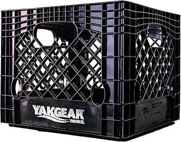 YakGear BMC13 Black Milk Crate – 13 in x 13 in Square Storage Crate for Kayaks, Canoes, and Fishing Gear