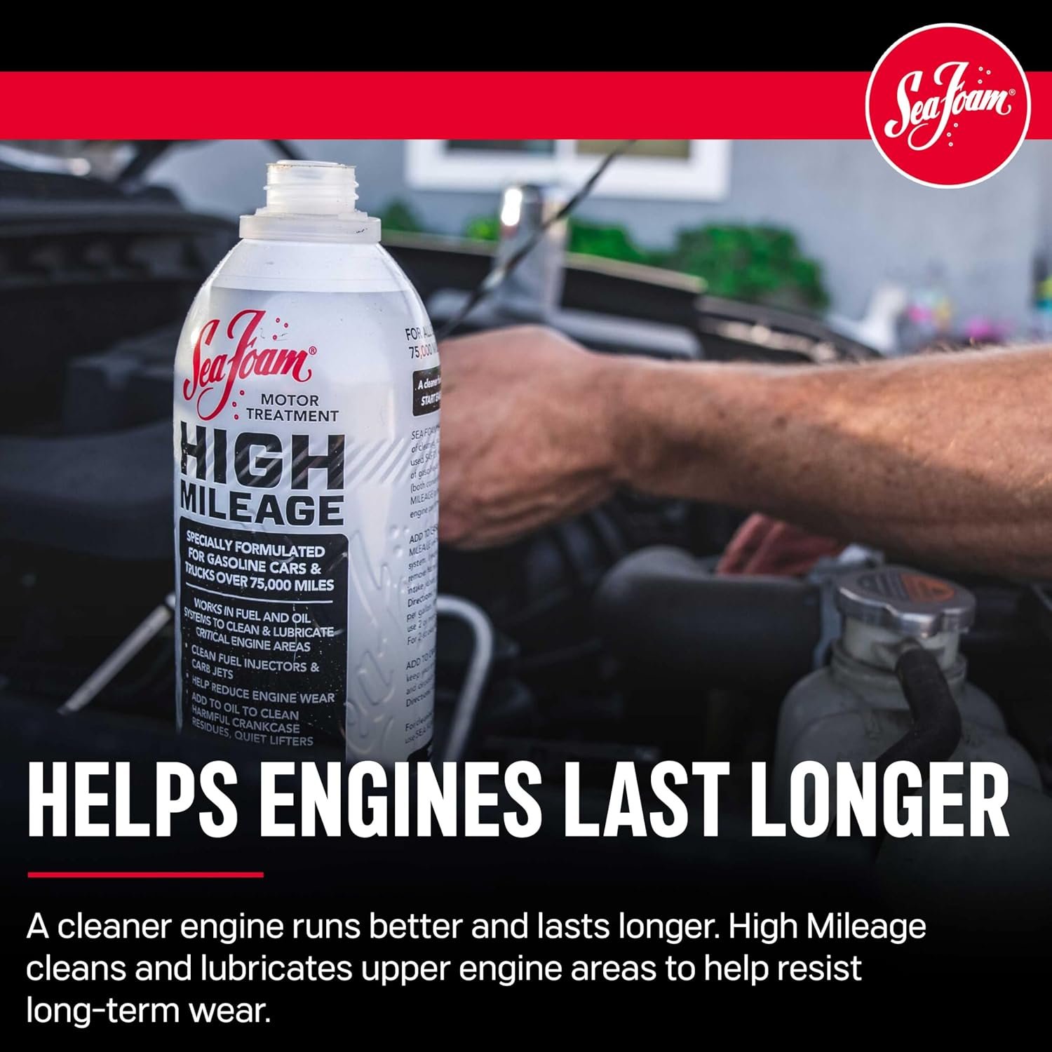 Sea Foam HM16 High Mileage Motor Treatment – 16oz Fuel and Crankcase Cleaner for Gasoline Engines Over 75,000 Miles - Image 3