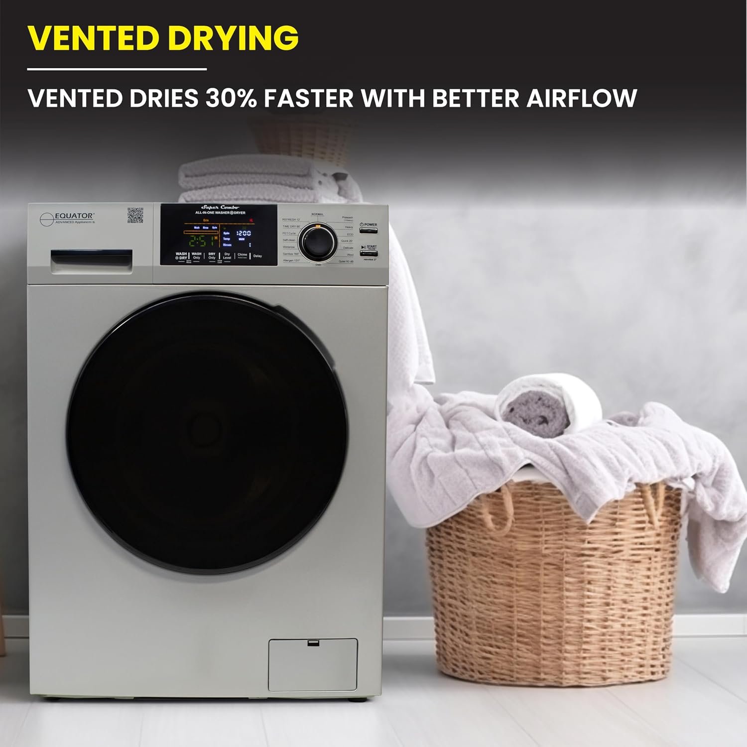 Pinnacle 800VSILVER Vented Washer Dryer Combo – 13 lb Capacity Silver Finish with Compact All-in-One Laundry Design - Image 5