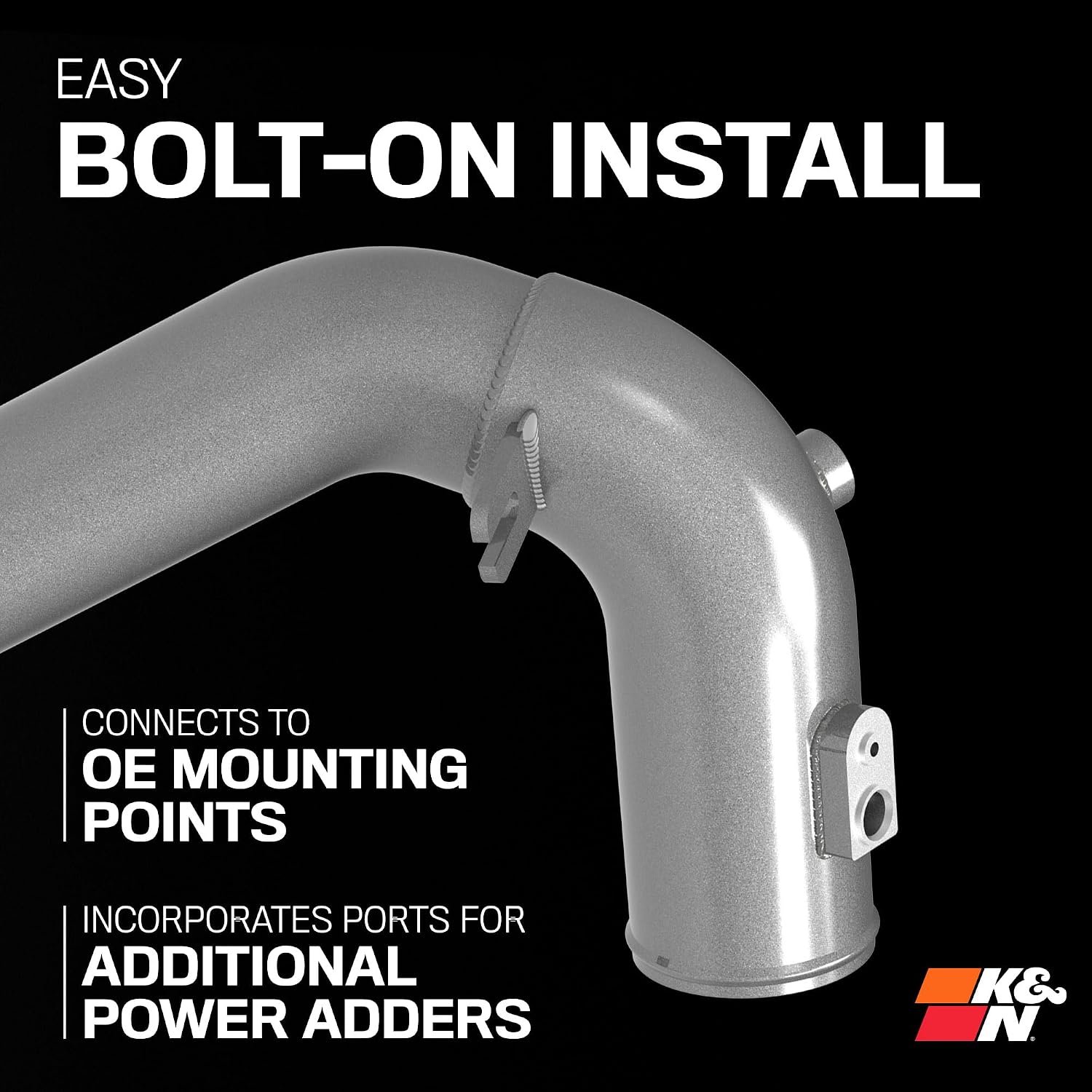 K&N 77-1023KC Charge Pipe Kit – Aluminum Turbo Charge Pipe Upgrade with Silicone Couplers for Performance Applications - Image 4