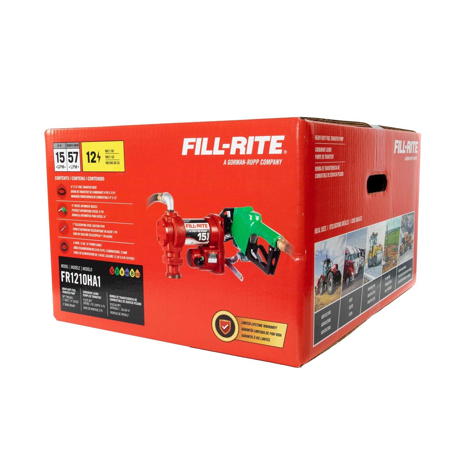 Fill-Rite FR1210HA1 12V DC Fuel Transfer Pump – 15 GPM Compact Pump with Suction Pipe for Transfer Tank Applications - Image 5