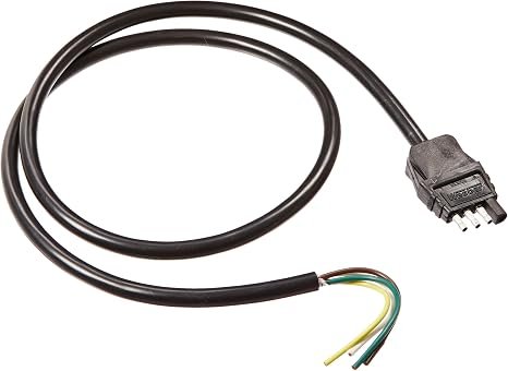 Wesbar 787264 4-Flat Trailer End Connector – 4ft Jacketed Cable, Color-Coded 16-Gauge Wiring Harness