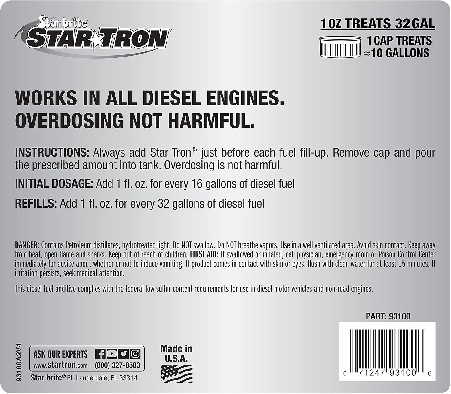 Star Tron 093100N Diesel Enzyme Fuel Treatment – 1 Gallon Concentrate Treats Up to 2,048 Gallons of Diesel Fuel - Image 2