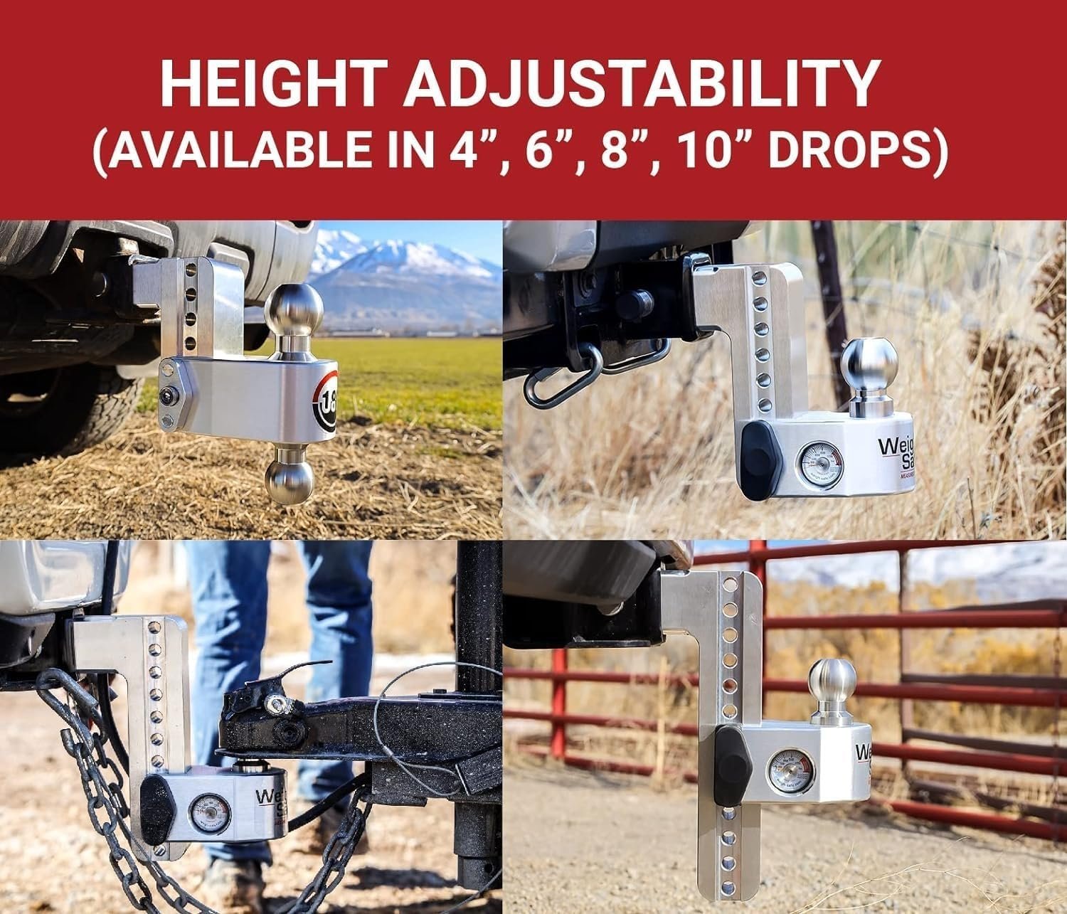 Weigh Safe WS1025KA Adjustable Drop Hitch – 10in Drop, 2.5in Shank, Stainless Dual Balls, Keyed Alike Locks - Image 3