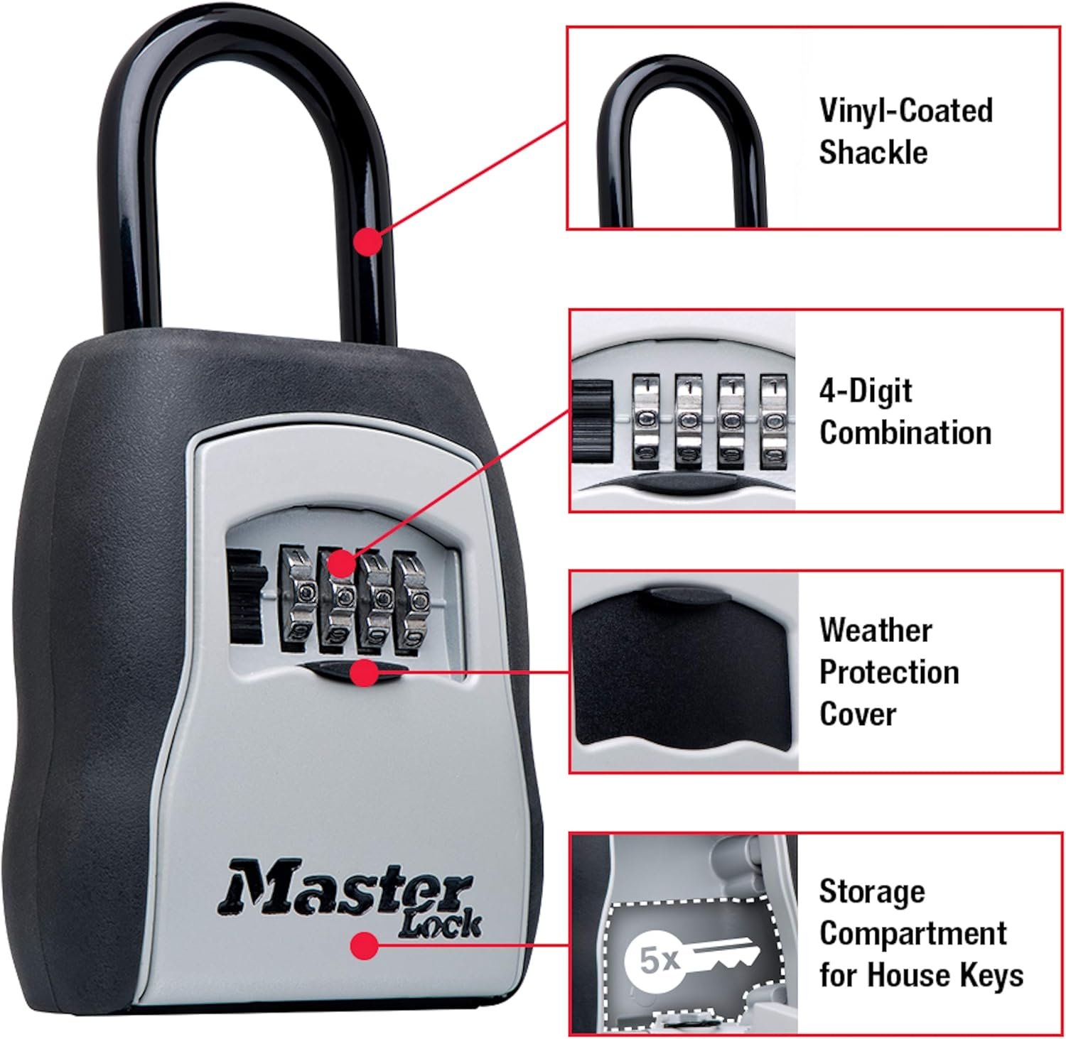 Master Lock 5400D Portable Key Storage Lock Box – Wall Mount Design with Set-Your-Own Combination Access - Image 3