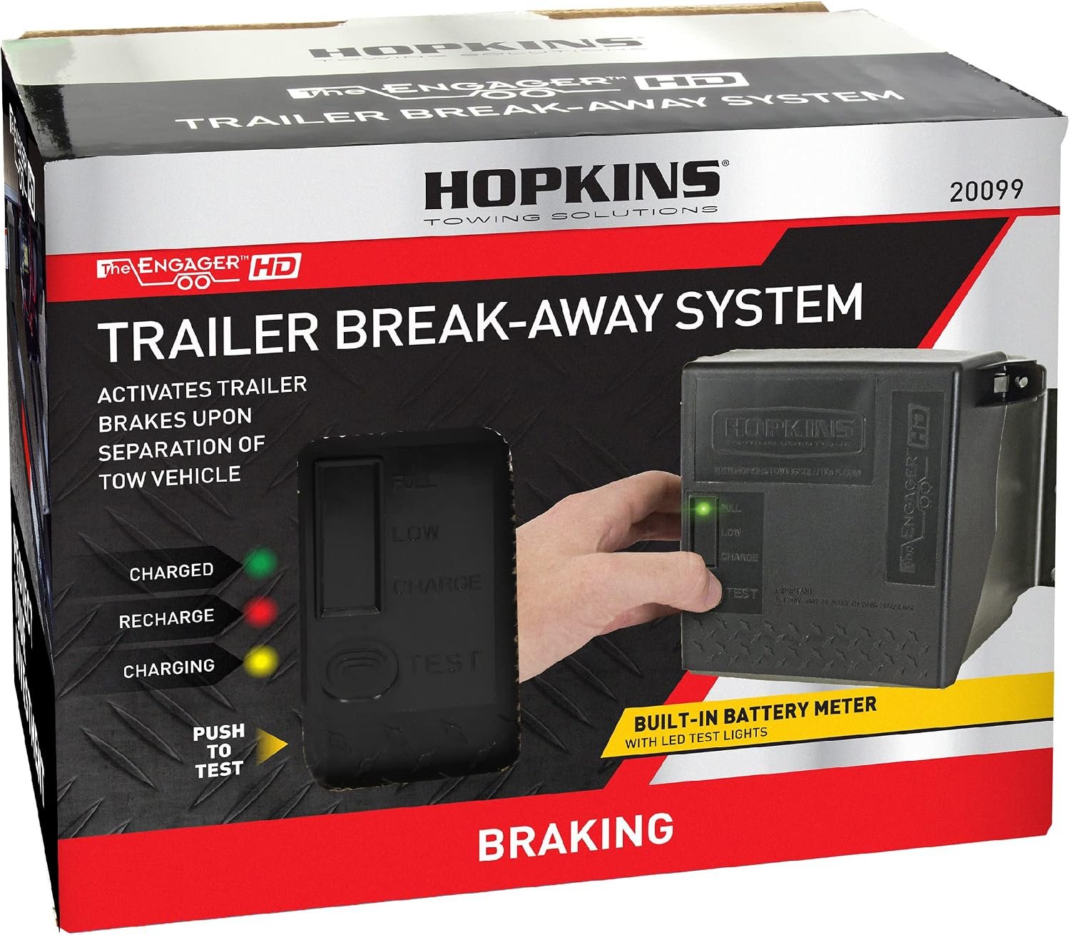 Hopkins 20099 Engager LED Breakaway System – LED Battery Monitor, Built-In Charger, Universal Trailer Application - Image 2