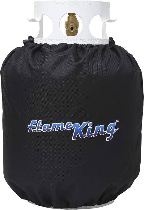 Flame King PTC01 Black Propane Tank Cover – Protective Fabric Cover for Standard 20 lb LP Cylinders