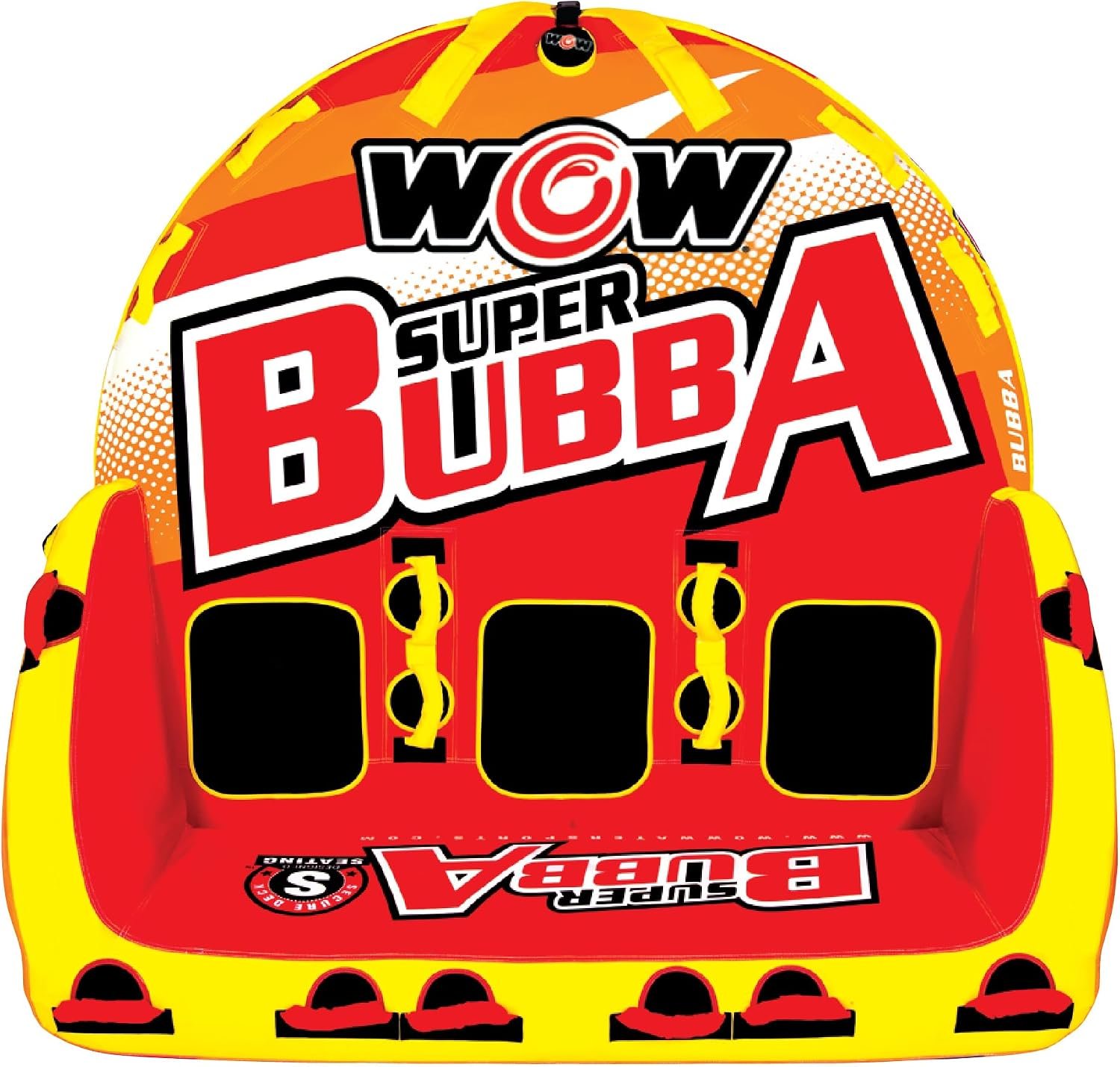 WOW Sports 171060 Super Bubba Hi Vis 1-3 Person Towable – High-Visibility Deck Tube with Secure Seating - Image 6