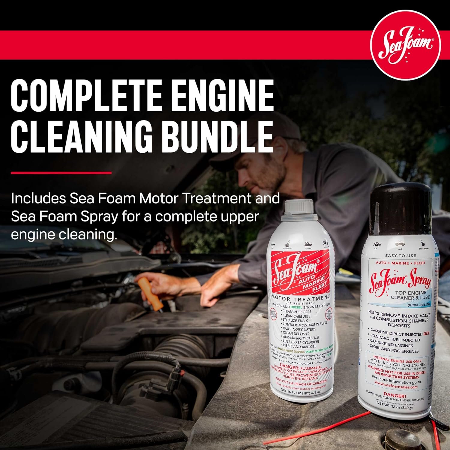 Sea Foam SFSS Combo Pack – 16oz Motor Treatment and 16oz Spray Motor Treatment Twin Maintenance Kit - Image 2