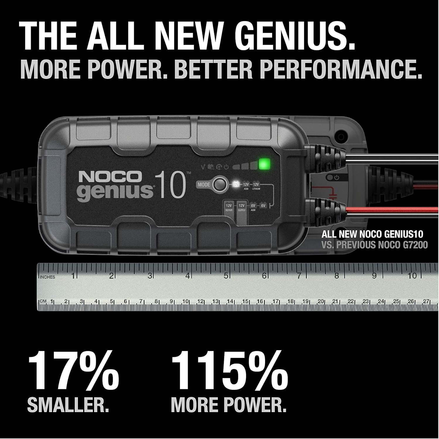 NOCO GENIUS10 10A Smart Battery Charger – 6V/12V Charging, Lithium Compatible, IP65 Waterproof Design - Image 2