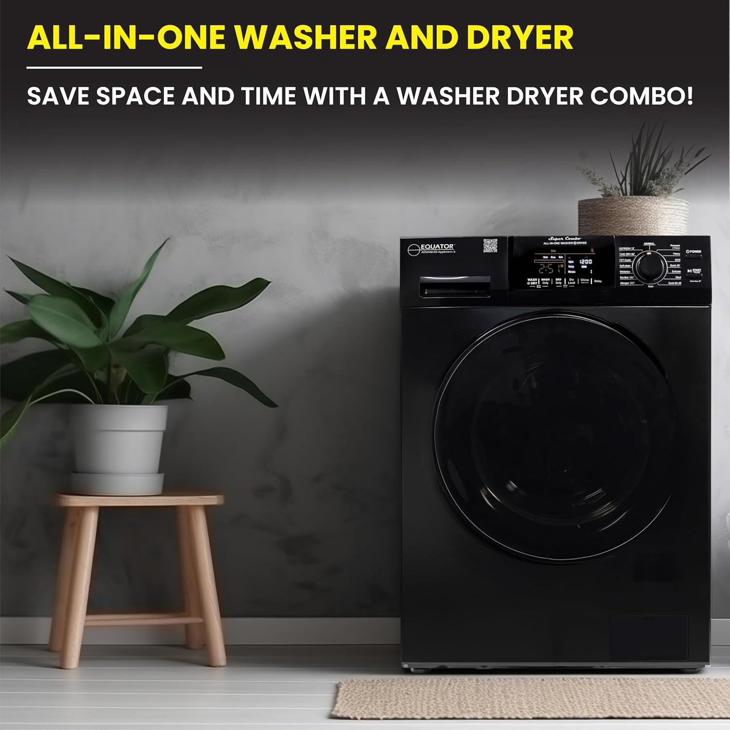 Pinnacle 4800VBLACK Vented Washer Dryer Combo – 13 lb Capacity Black Finish with Exterior Vent Drying System - Image 3