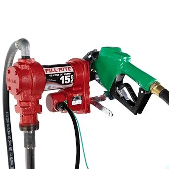 Fill-Rite FR1210HA1 12V DC Fuel Transfer Pump – 15 GPM Compact Pump with Suction Pipe for Transfer Tank Applications