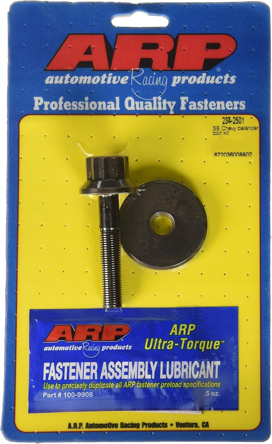 ARP 234-2501 Small Block Chevy Harmonic Balancer Bolt Kit – 7/16-20 Thread Chromoly Fastener with Washer