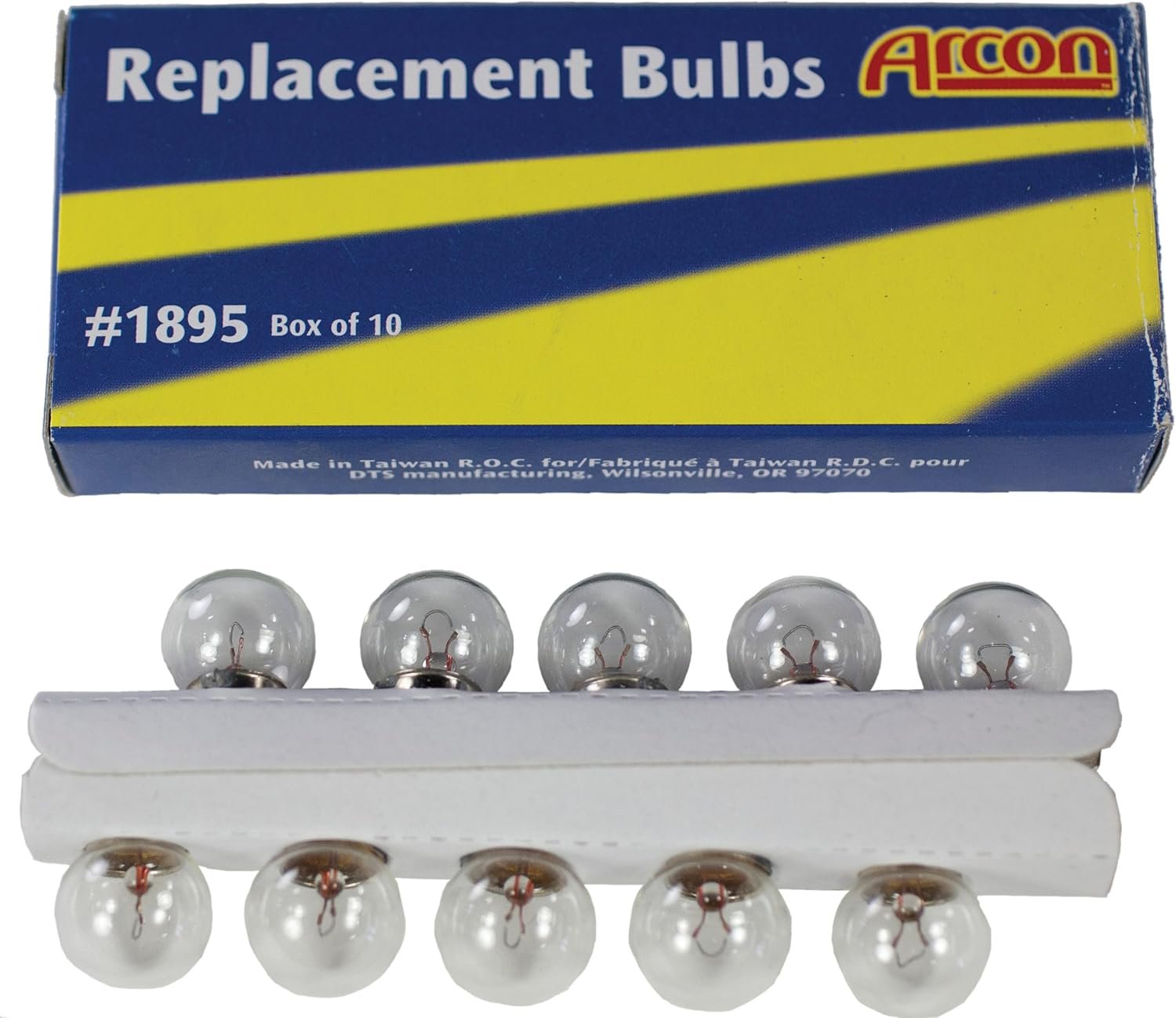 Arcon 16791 #1895 Incandescent Replacement Bulbs – 12V 3.2W Clear Lamps, Box of 10 for RV and Automotive Fixtures