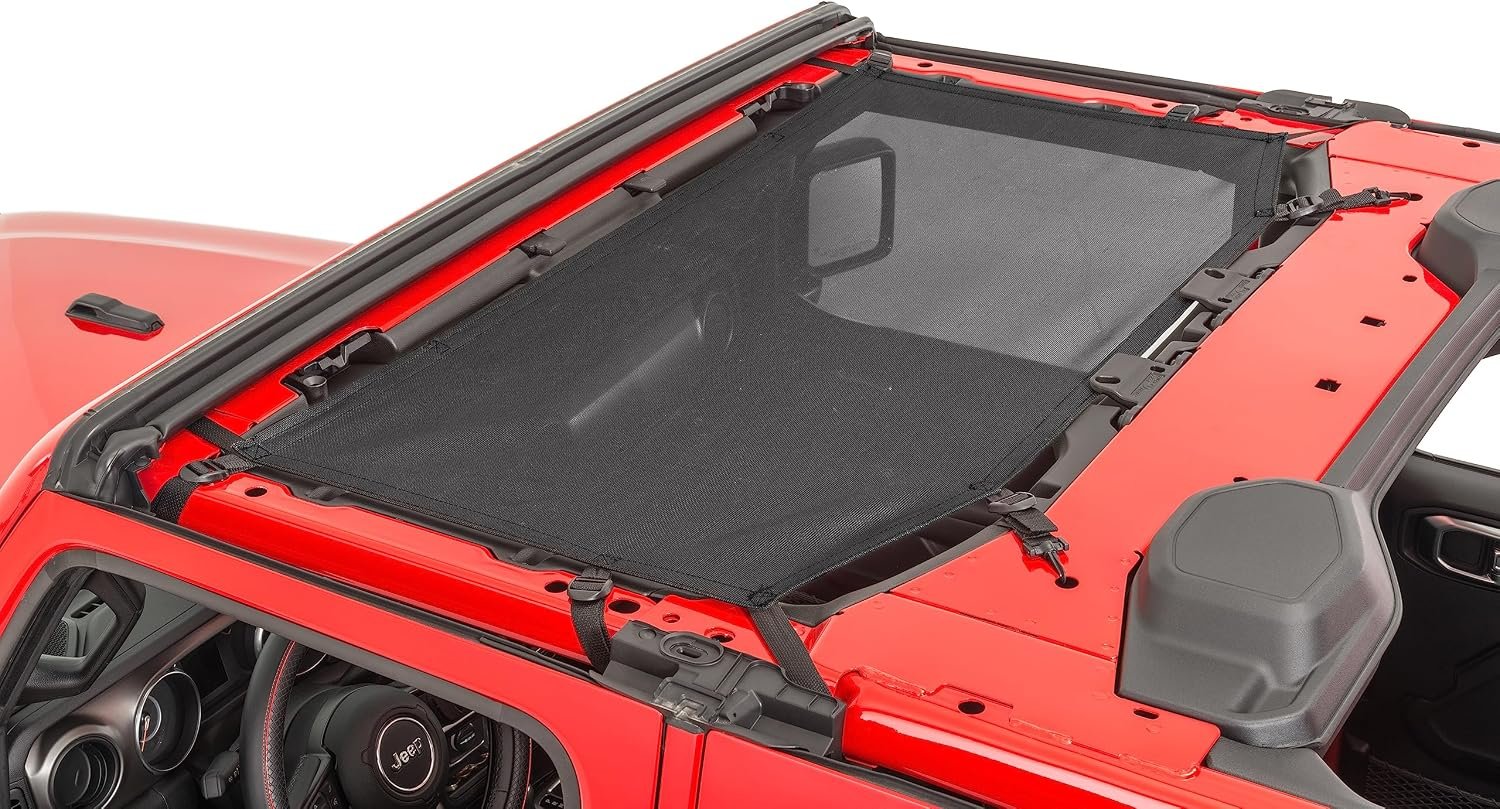 TrailFX MBT003 Mesh Bikini Top Plus – Black Mesh Sun Shade – Fits Jeep Wrangler JK 2-Door Models - Image 3