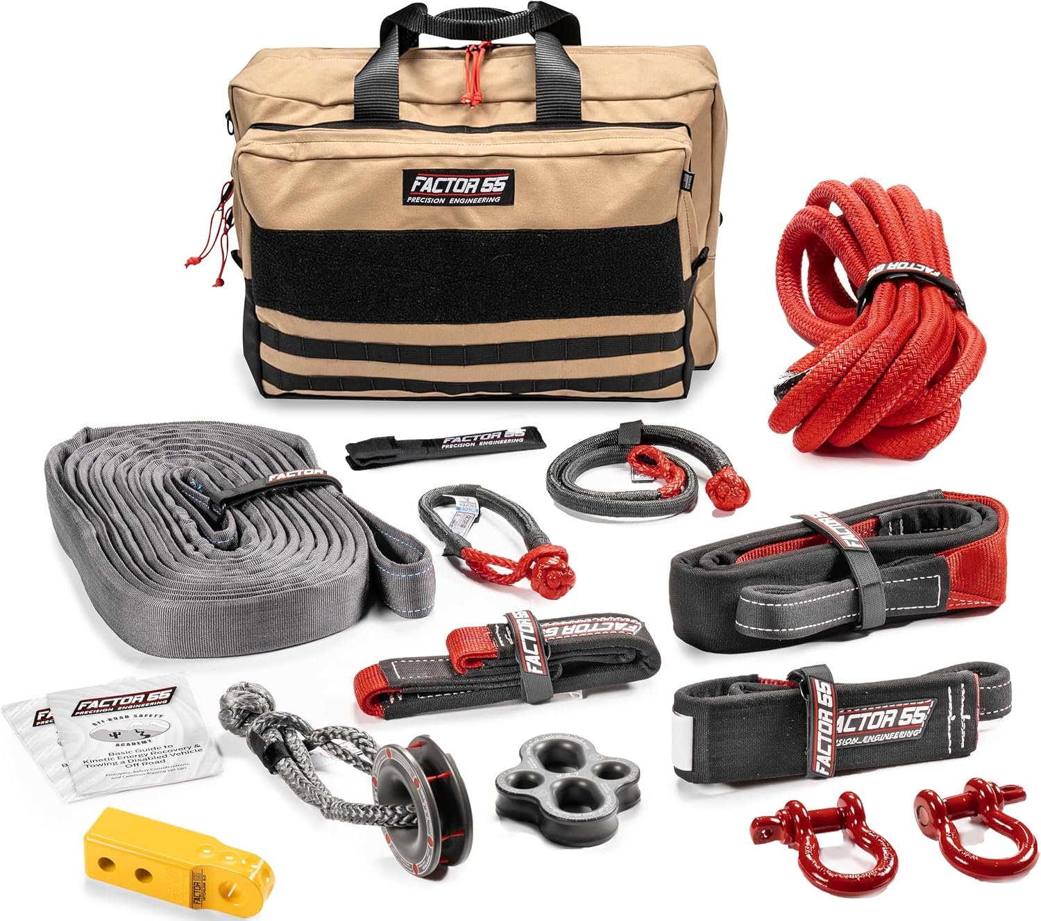 Factor 55 48003 Borah Vehicle Recovery Kit – Yellow HitchLink Recovery Package with Kinetic Rope and Soft Shackles
