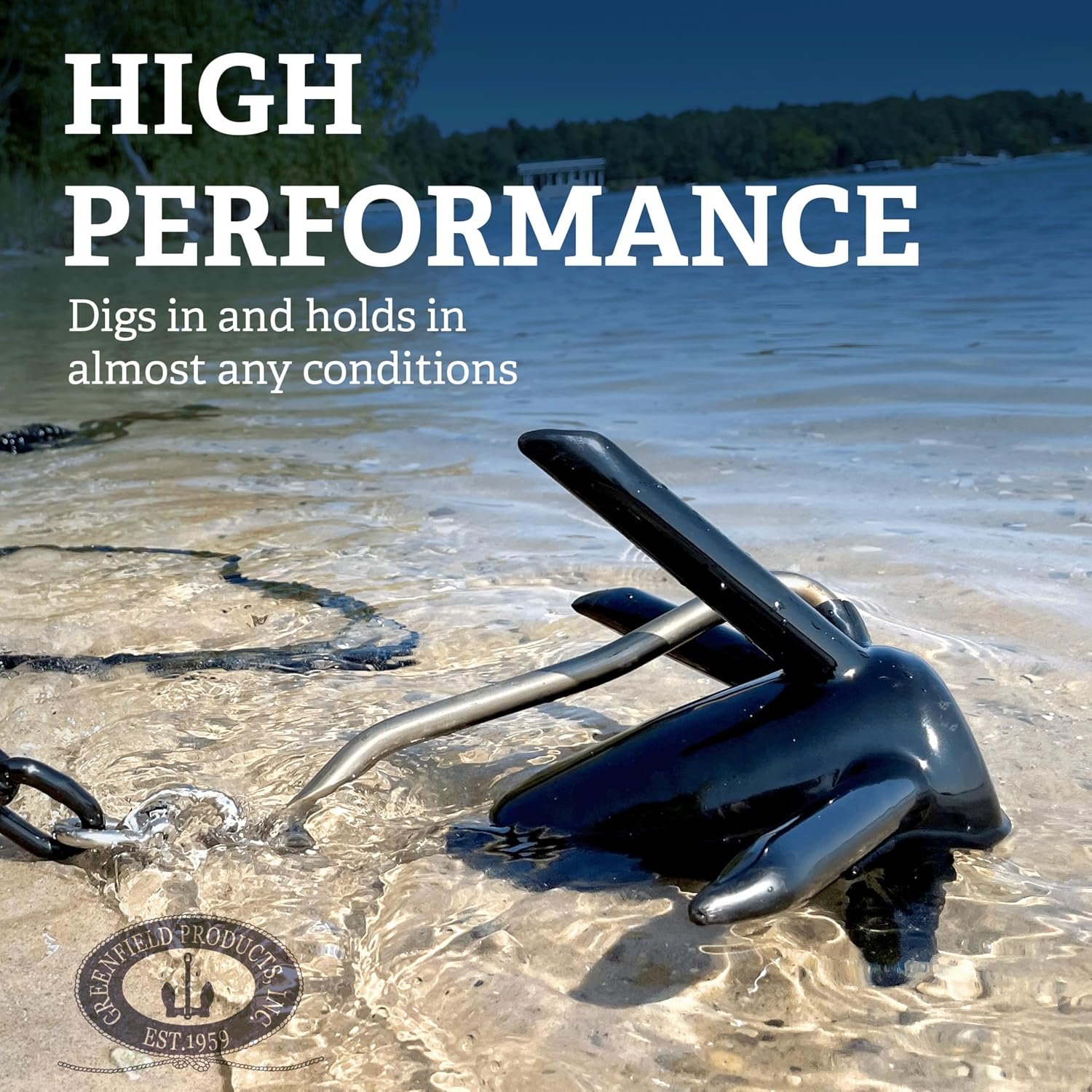 Greenfield 618B Richter Anchor – 18 lb Black PVC-Coated Cast Iron Anchor for Boats up to 24ft with Self-Releasing Design - Image 2