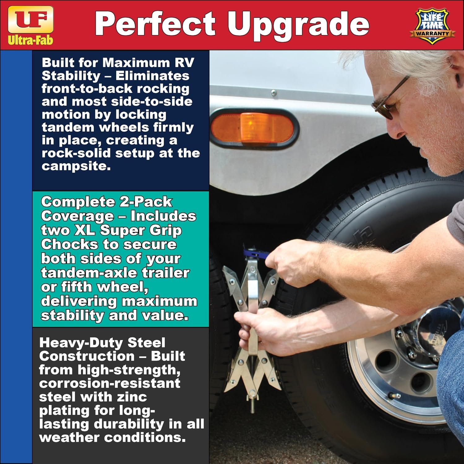 Ultra-Fab 21001094 Super Grip Chock XL – Single Wheel Chock with High-Grip Surface for RV and Trailer Stability - Image 2