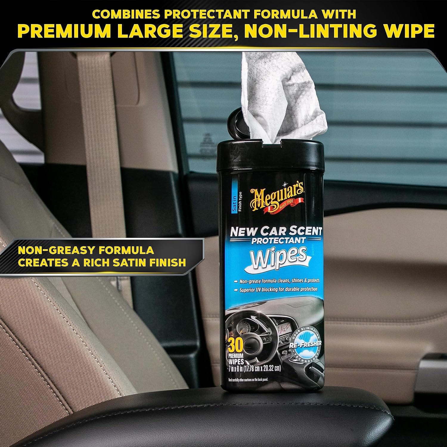 Meguiar's G4200 New Car Scent Protectant Wipes – Interior Cleaning and UV Protection Wipes, 25 Count - Image 5