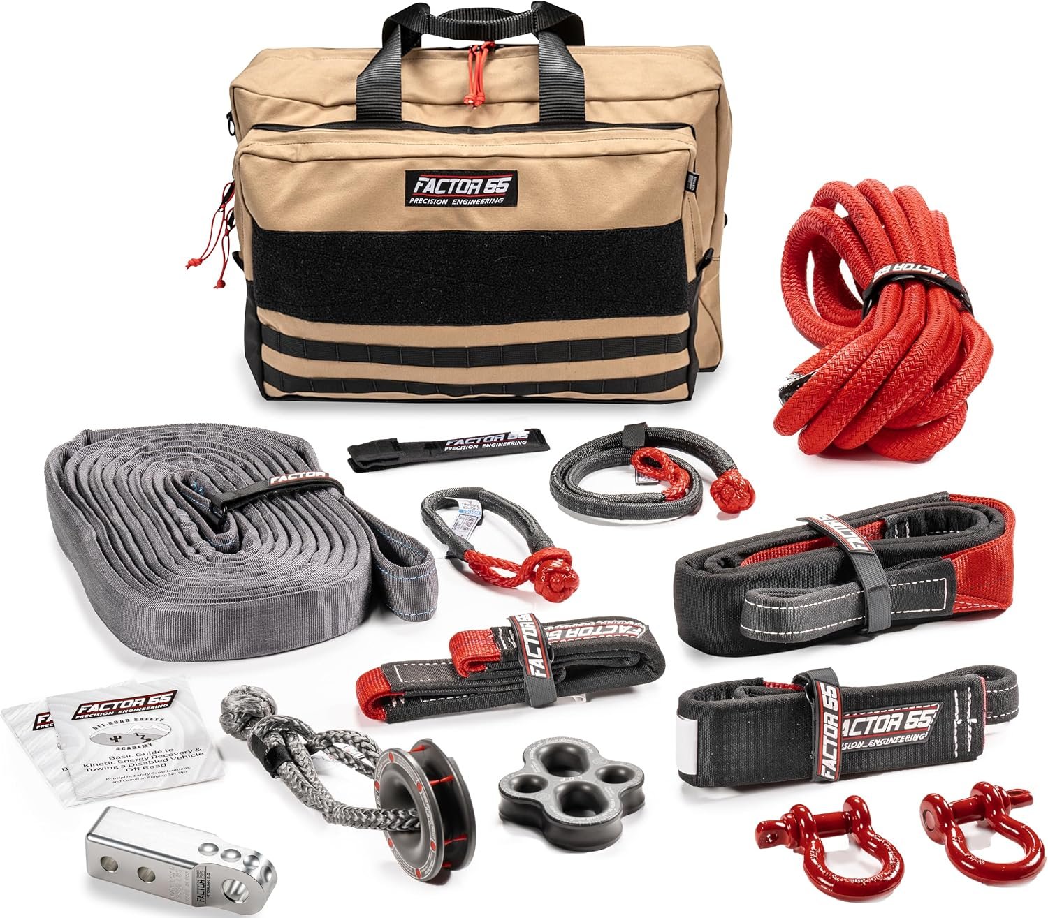 Factor 55 48005 Borah Vehicle Recovery Kit – Silver HitchLink Recovery Package with Kinetic Rope and Soft Shackles