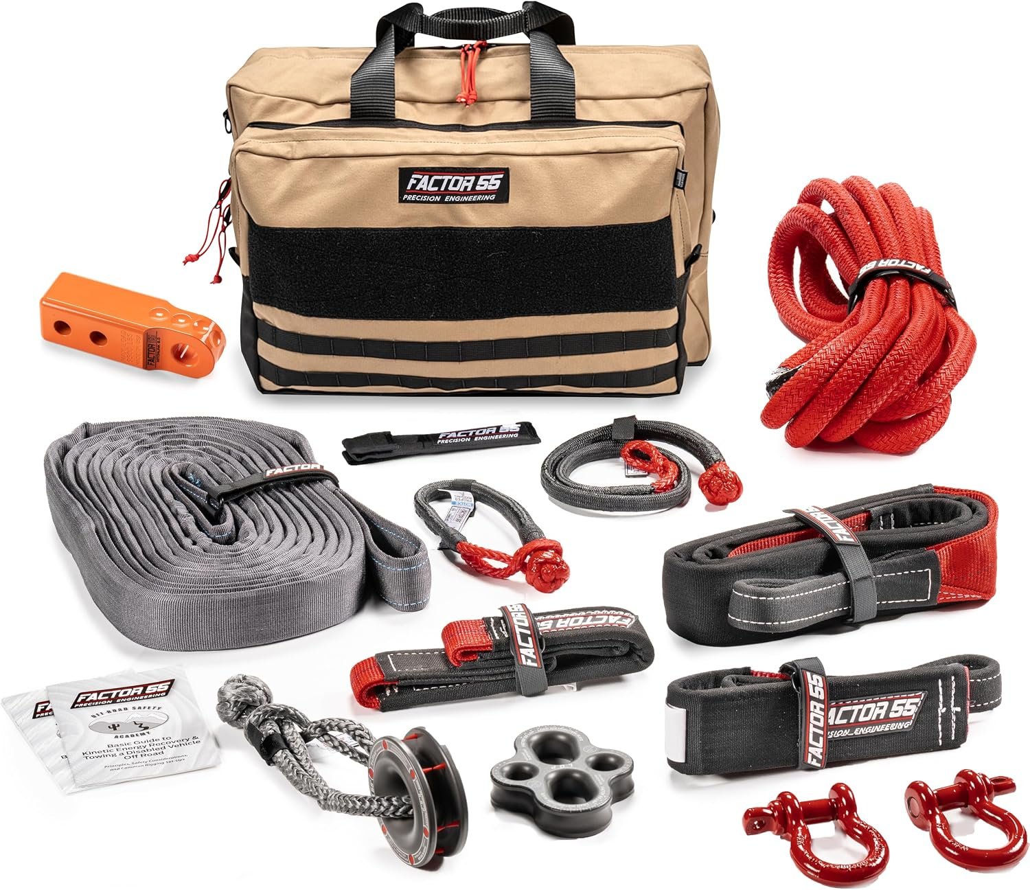 Factor 55 48007 Borah Vehicle Recovery Kit – Orange HitchLink Recovery System with Kinetic Rope and Soft Shackles
