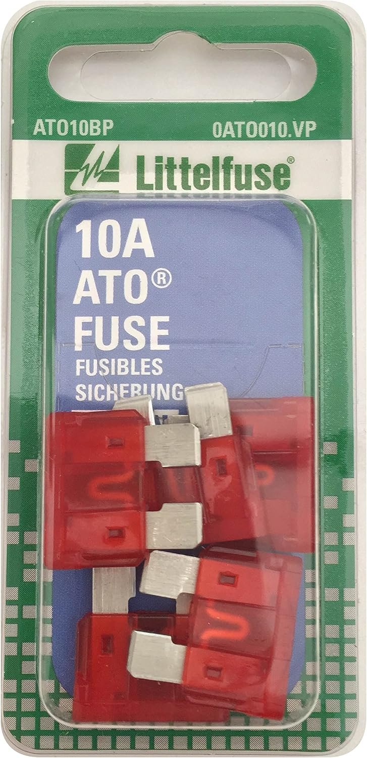 Littelfuse ATO10BP ATO Blade Fuse – 10A Fast-Acting Automotive Fuse – 32V Circuit Protection 5-Pack Red Housing - Image 2