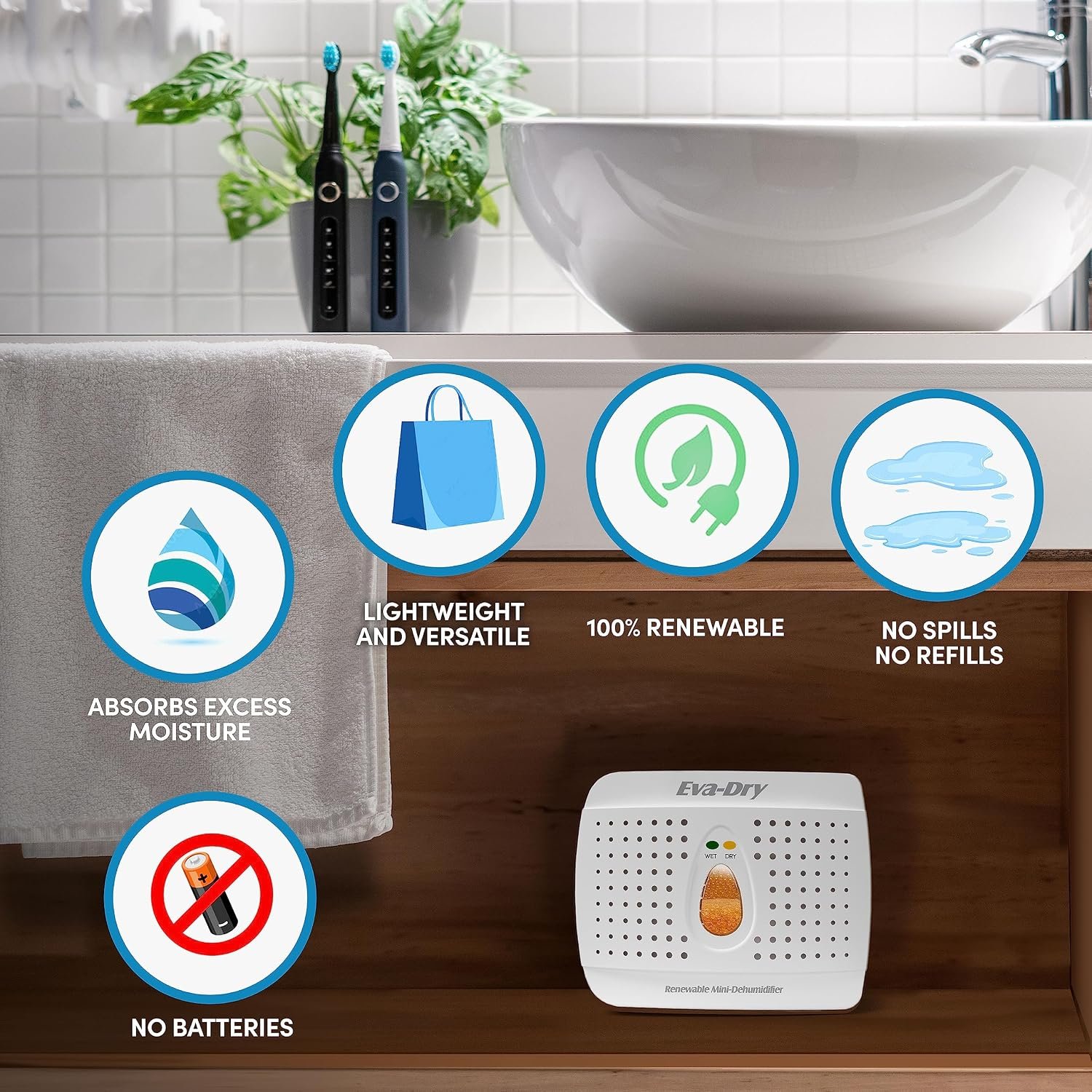 Eva-Dry E333 Renewable Mini Dehumidifier – 333 cu ft Coverage with Cordless Desiccant Technology and 5-Year Warranty - Image 6