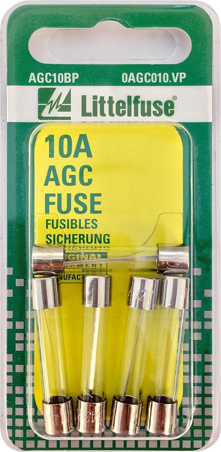 Littelfuse AGC10BP AGC Glass Fuse 5-Pack – 10 Amp Fast-Acting Automotive Cartridge Fuse with Transparent Glass Body