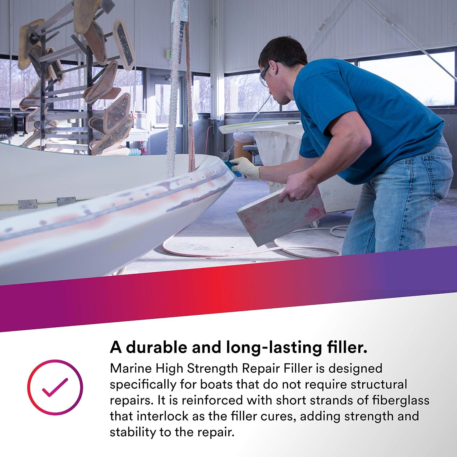 3M 46014 Marine High Strength Repair Filler – Fiberglass Reinforced Marine Repair Compound for Boats - Image 5