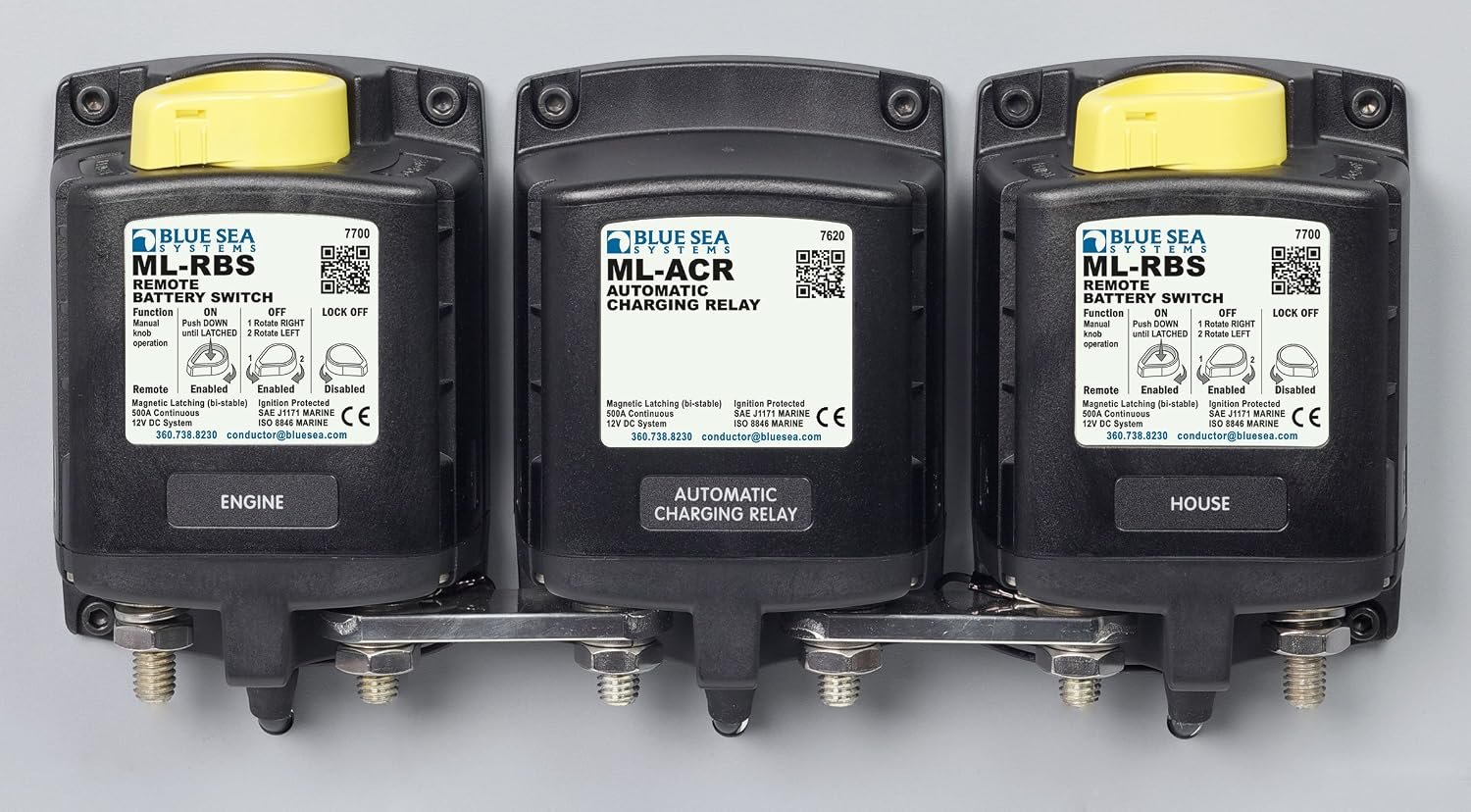 Blue Sea Systems 7620 ML-ACR Automatic Charging Relay – 500A 12V Remote Battery Management Solenoid - Image 2
