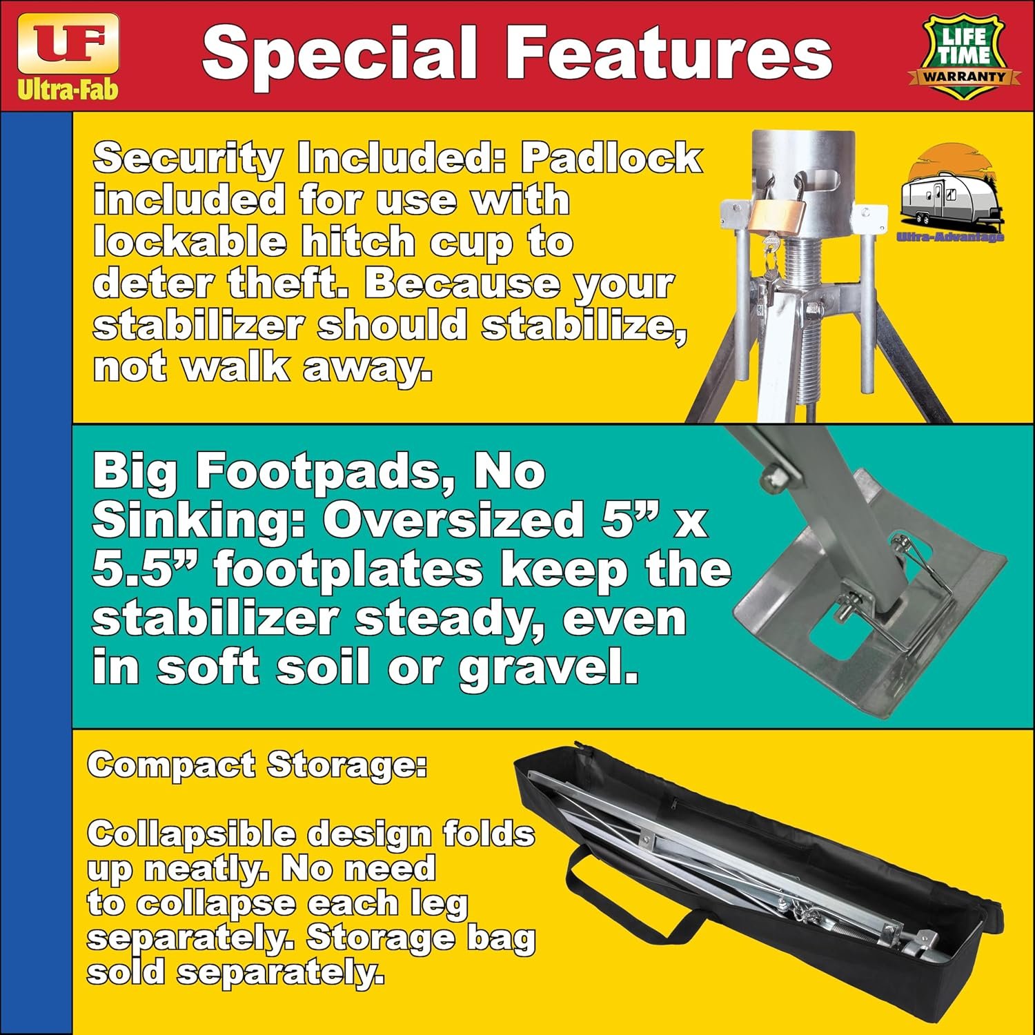 Ultra-Fab 19950001 King Pin Stabilizer – Heavy-Duty Steel Fifth-Wheel RV Stabilizer with Adjustable Tripod Support - Image 4